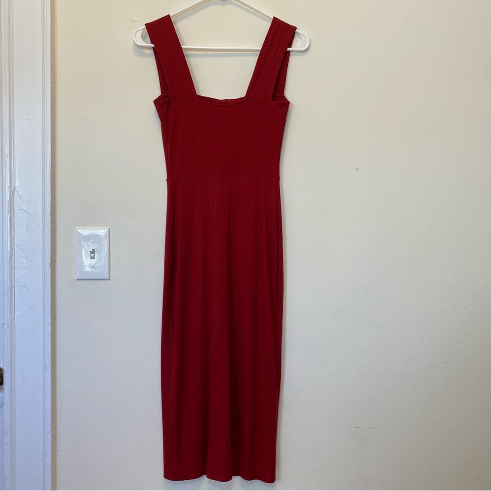 Reformation Rust Red Square-Neck Midi Dress - Picture 8 of 11